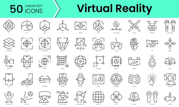 Set of virtual reality icons. Line art style icons bundle. vector illustration - Vettoriali, immagini