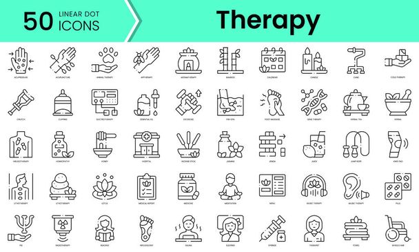 Conjunto de iconos de terapia. Paquete de iconos de estilo arte de línea. ilustración vectorial - Vector, Imagen