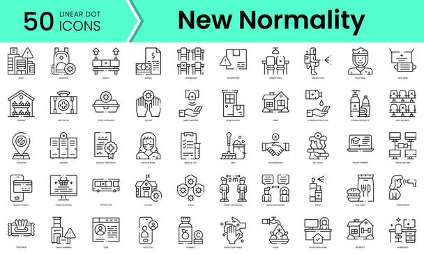 Set of new normality icons. Line art style icons bundle. vector illustration - Vektör, Görsel