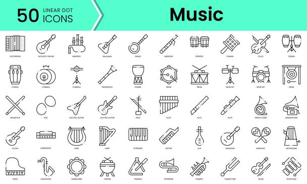 Set muziekinstrumenten iconen. Line art stijl pictogrammen bundel. vectorillustratie - Vector, afbeelding