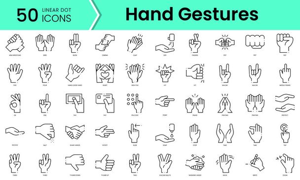 Set of hand gestures icons. Line art style icons bundle. vector illustration - Vector, Image