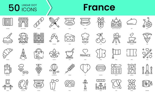 Francia ikonok sorozata. Line art stílusú ikonok csomag. vektor illusztráció - Vektor, kép