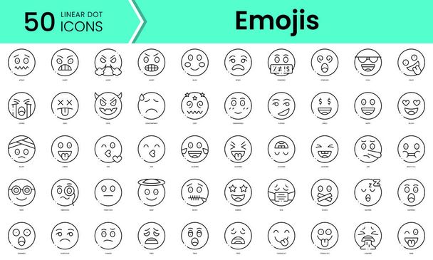 Set of emojis icons. Line art style icons bundle. vector illustration - Vecteur, image