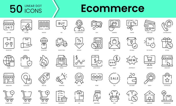 Set of ecommerce icons. Line art style icons bundle. vector illustration - Wektor, obraz
