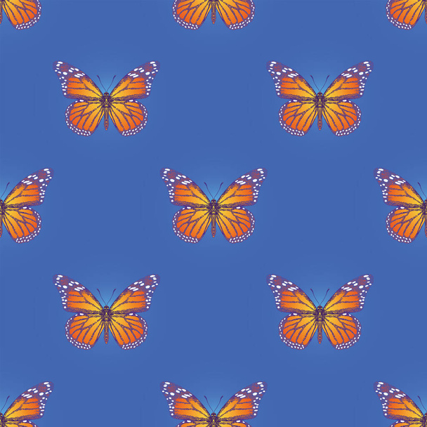 布や紙に蝶をプリントするためのシームレスなテクスチャのベクトル画像 - ベクター画像