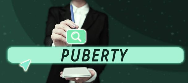 Conceptual display Puberty, Word for the period of becoming first capable of reproducing sexually - Φωτογραφία, εικόνα