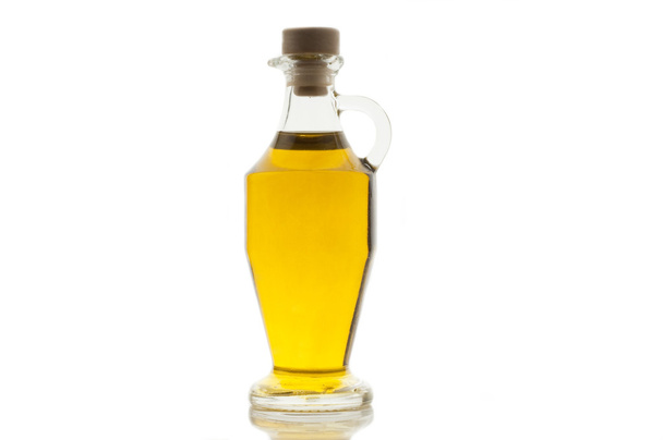 Bottle of olive oil on white background - Foto, Imagen