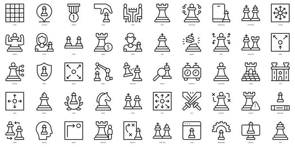 Set of thin line chess Icons. Vector illustration - Vector, Image