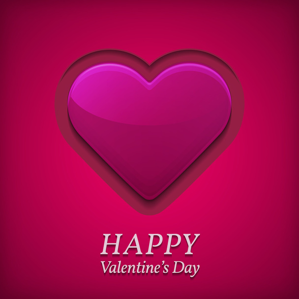 Valentine's day greetings card with big pink heart. - Vector, Image