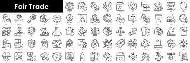Conjunto de iconos de comercio justo. Paquete de iconos web lineales delgados minimalistas. ilustración vectorial. - Vector, imagen