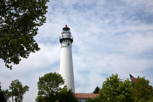 July 14, 2009 - Racine, WI, USA: Wind Point Lighthouse is a lighthouse located at the north end of Racine Harbor in the U.S. state of Wisconsin. - Photo, image