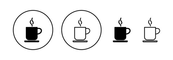 вектор значка чашки кофе для веб и мобильного приложения. чашка кофе знак и символ - Вектор,изображение