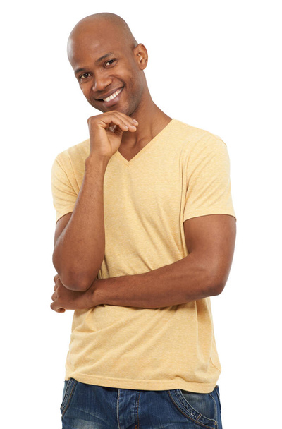 Hes cool and casual. Portrait of a casual african man against a white background - Fotoğraf, Görsel