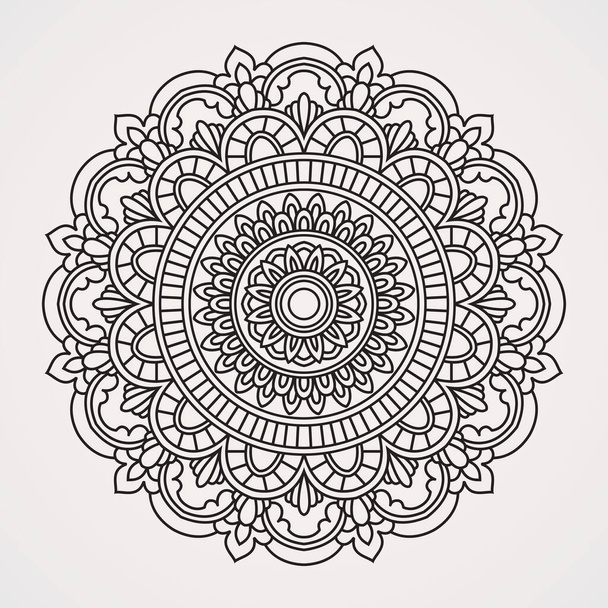 ヘナ、入れ墨、装飾や着色本のための曼荼羅の形の円形対称パターン - ベクター画像