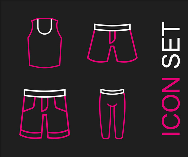 Set line Leggings, Short or pants,  and Undershirt icon. Vector - Vector, Imagen