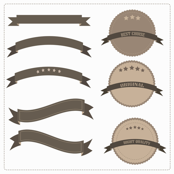 Set of labels and ribbons.Retro vintage style - Vector, Image