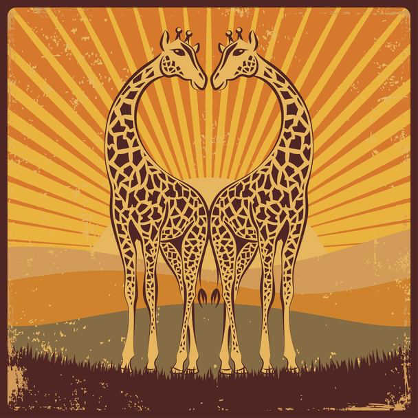 Design with loving giraffes - Vektori, kuva