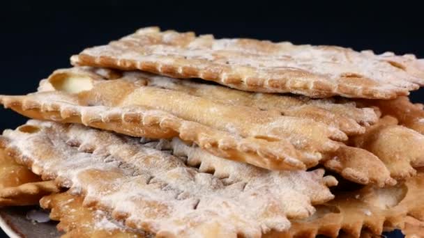 chiacchiere Carnival frappe fried pastry  withi icing sugar - Video, Çekim