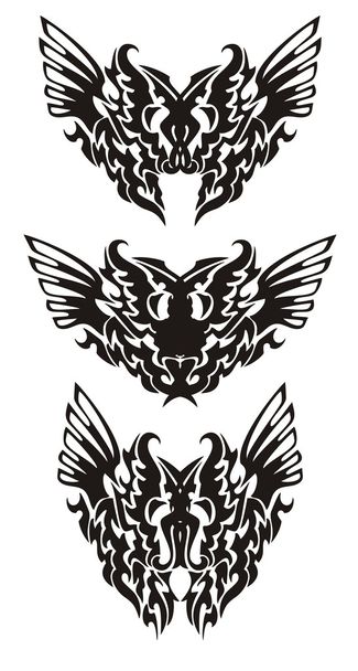 Skrzydła motyla plemiennej w postaci smoka - Wektor, obraz