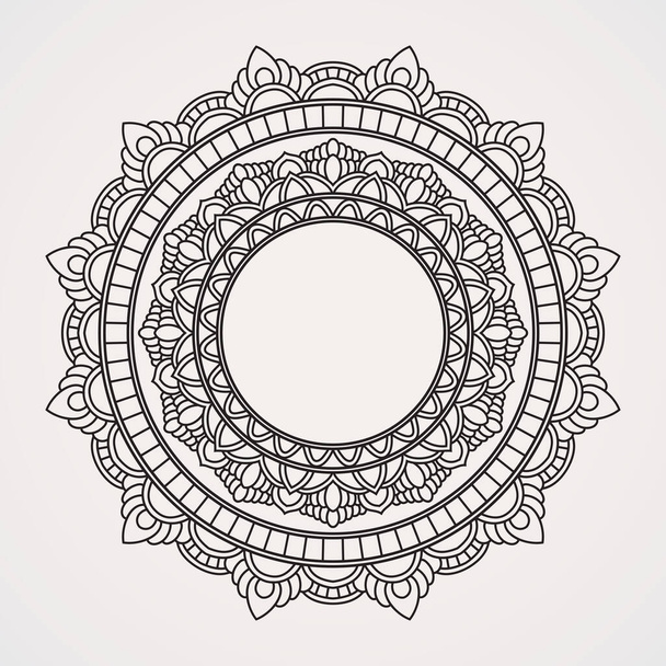 marco de mandala circular para henna, tatuajes, libros para colorear y fotos. islam, hindú, buda, india, pakistan, chinas, árabe - Vector, imagen