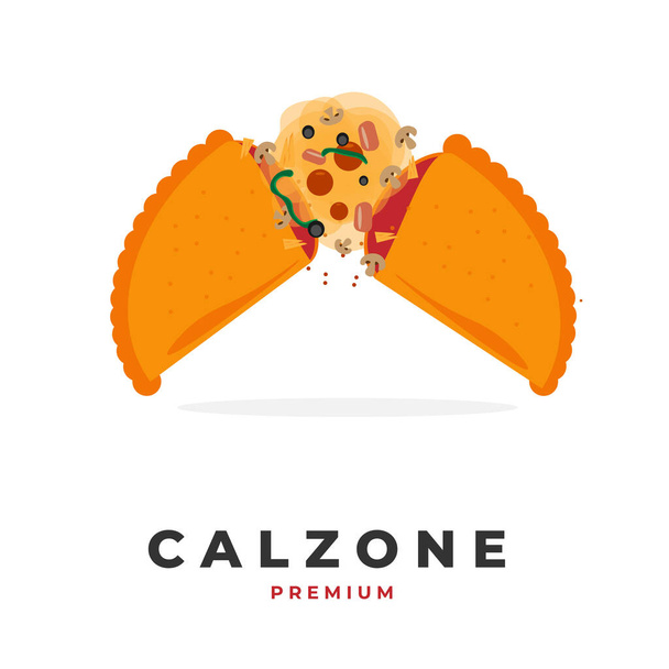Vektorová ilustrace pizzy calzone s roztavenou náplní - Vektor, obrázek