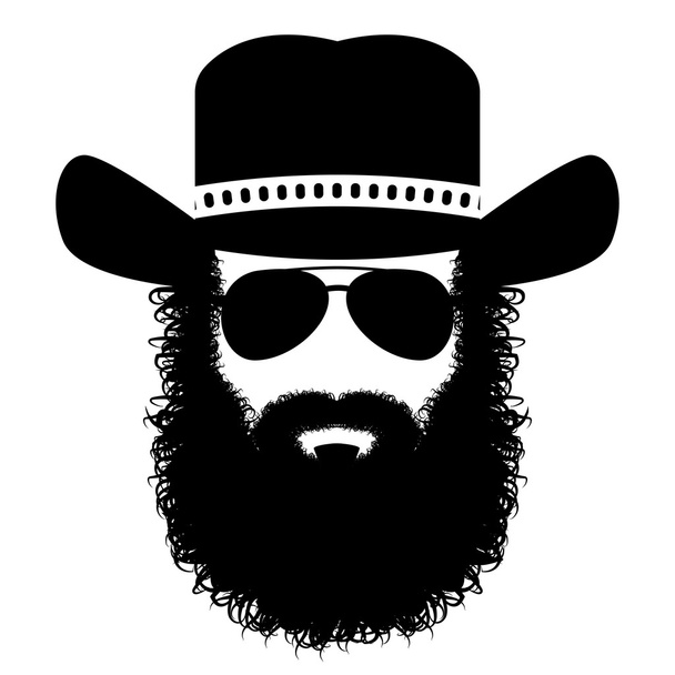 Bearded man silhouette - Vector, imagen