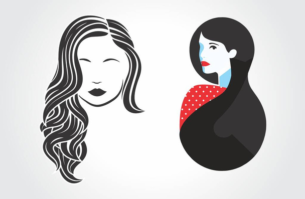 Women and Girls Beauty, Face Sketch vector illustration - Vector, afbeelding