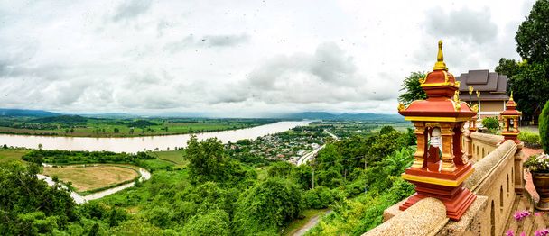 Panorama View of Mekong River at Wat Phrathat Pha Ngao View Point, Chiang Rai Province. - Fotó, kép