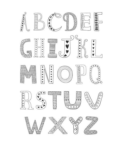 Vector hand drawn alphabet - Vektör, Görsel