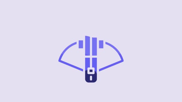 Blue Battle Arsbow with arrow icon isolated on purple background. Видеографическая анимация 4K. - Кадры, видео