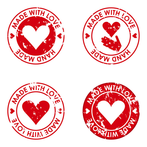 Feito com amor e mão feita selos conceito definido para uso em desig
 - Vetor, Imagem