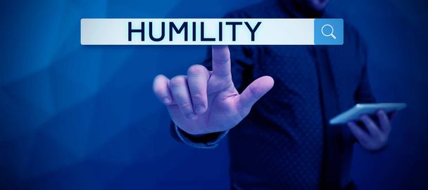 Inspiração mostrando sinal Humildade, ideia de negócio sendo humilde é uma virtude para não se sentir excessivamente superior - Foto, Imagem