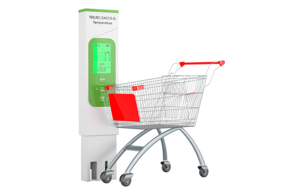 TDS meter with shopping cart, 3D rendering isolated on white background - Foto, immagini