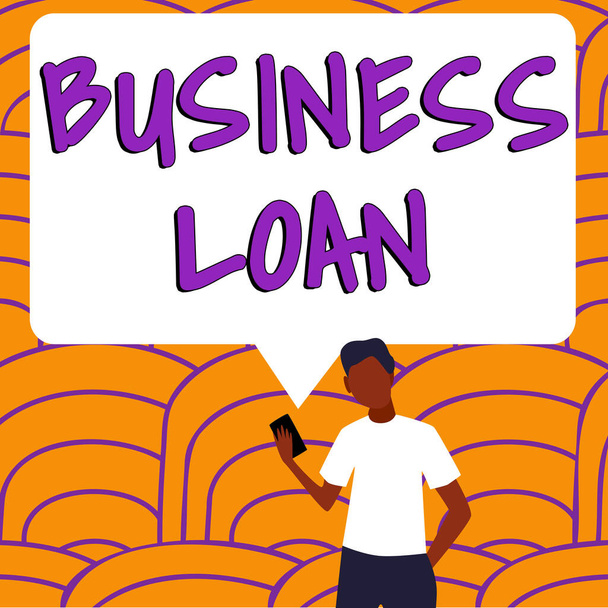 Writing displaying text Business Loan, Business approach Credit Mortgage Financial Assistance Cash Advances Debt - Fotó, kép