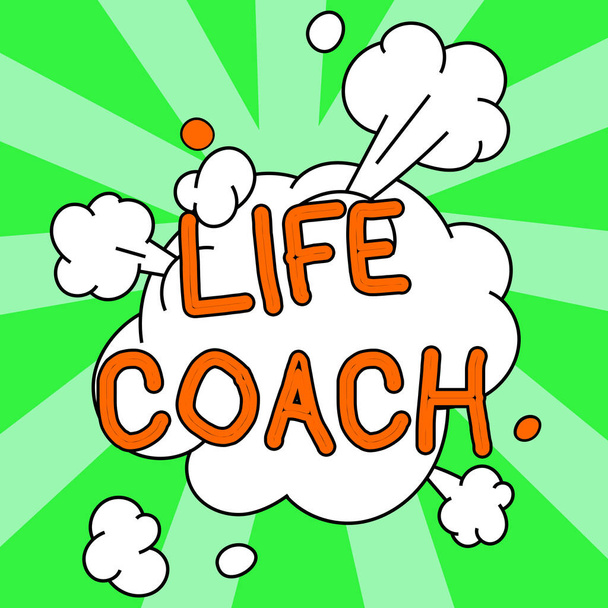 Вдохновение, показывающее знак Life Coach, бизнес-концепция человек, который советует клиентам, как решить свои проблемы или цели - Фото, изображение