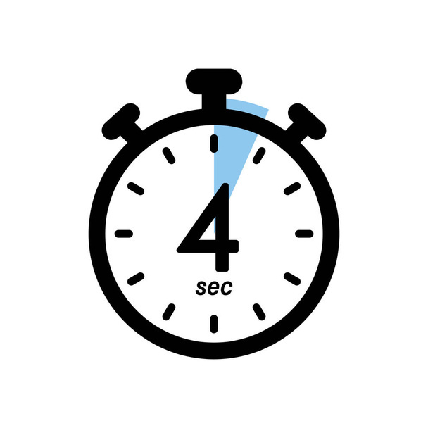 Vier Sekunden Stoppuhr-Symbol, Timer-Symbol, 4 Sekunden Wartezeit einfache Vektorillustration - Vektor, Bild