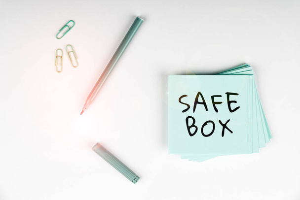 Writing displaying text Safe Box, Business concept A small structure where you can keep important or valuable things - Photo, Image