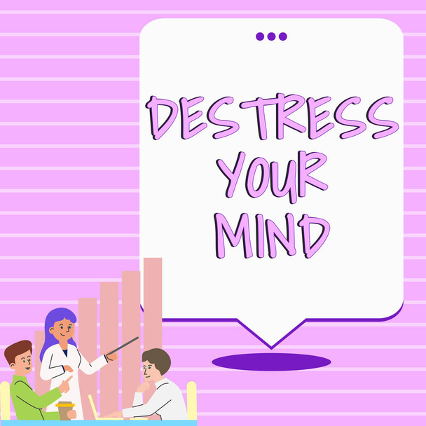 Текст підпису, що представляє Destress Your Mind, огляд бізнесу для вивільнення ментальної напруги, зменшення стресу
 - Фото, зображення