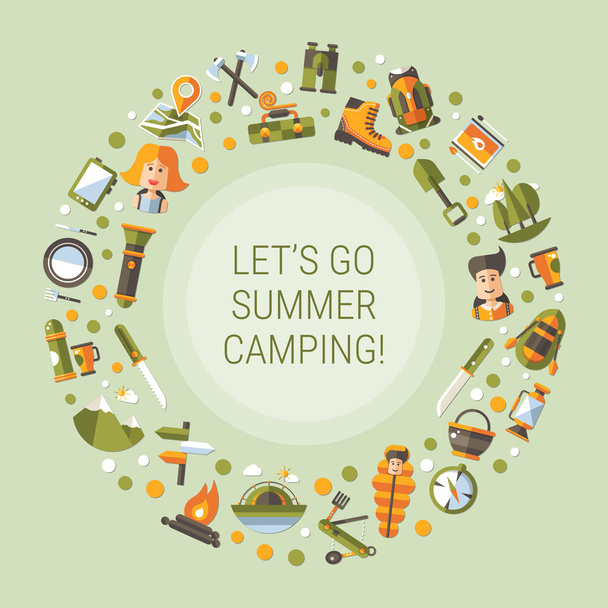 Modern flat design illustration of camping and hiking info graph - Vettoriali, immagini