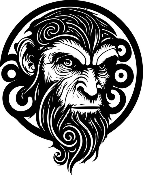 装飾と猿の頭のベクトルイラスト。ベクターイラスト - ベクター画像