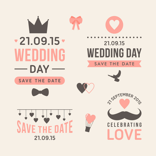 Wedding set of label, badges, stamp and design elements - Vektor, Bild