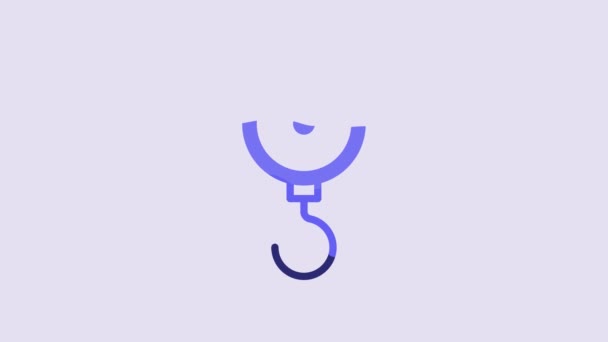 Blue Hand scale spring mechanical icon isolated on purple background. 4K Video motion graphic animation. - Metraje, vídeo