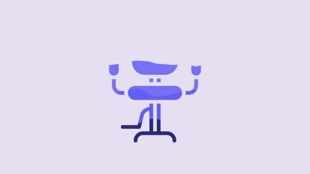 Sininen parturi tuoli kuvaketta eristetty violetti tausta. Parturin nojatuolin merkki. 4K Video motion graafinen animaatio. - Materiaali, video