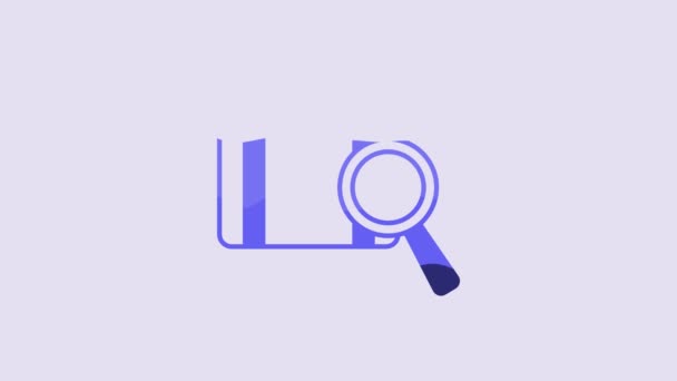 Blue Airline service of finding lost baggage icon isolated on purple background. Search luggage. 4K Video motion graphic animation. - Footage, Video