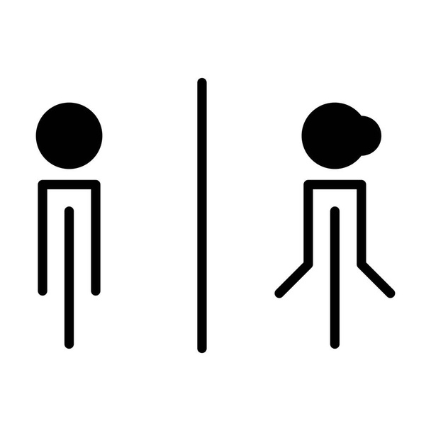 Koupelna znamení muž a žena WC a toaleta znamení symbol v glyf piktogram ilustrace - Vektor, obrázek