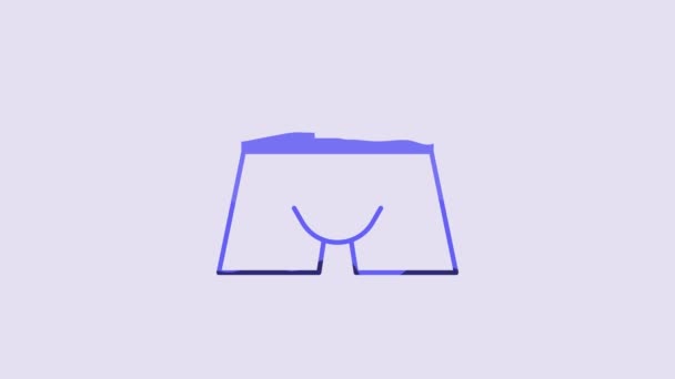 Значок трусов Blue Men выделен на фиолетовом фоне. Мужское нижнее белье. Видеографическая анимация 4K. - Кадры, видео