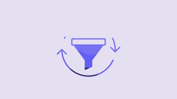 Голубая воронка продаж с графиком маркетинга и бизнес-иконкой, выделенной на фиолетовом фоне. Инфографический шаблон. Видеографическая анимация 4K. - Кадры, видео