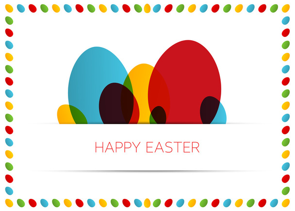 Happy Easter card (poster) with colorful eggs - Vector, Image