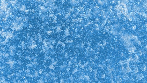 Superfície de gelo com bolhas de ar congeladas, textura natural de close-up - Foto, Imagem