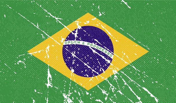 Flag of Brazil with old texture. Vector - Vector, Image